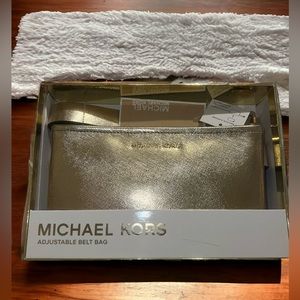 Michael Kors Shimmering Gold Adjustable Beltbag-New in Box